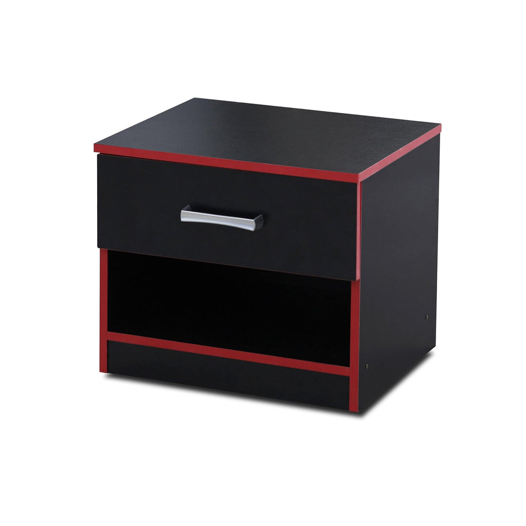 Dual Space Nightstand Black & Red
