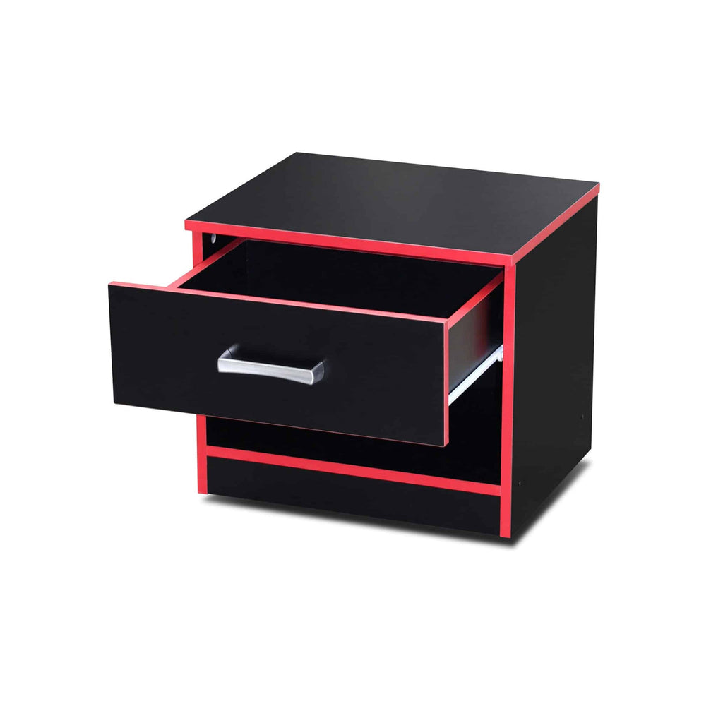 Dual Space Nightstand Black & Red