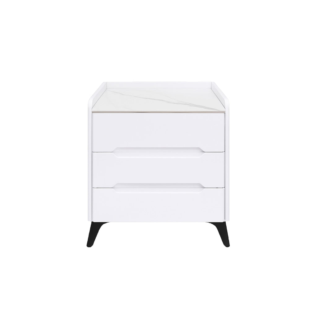 Marble Top 3 Drawer Nightstand White