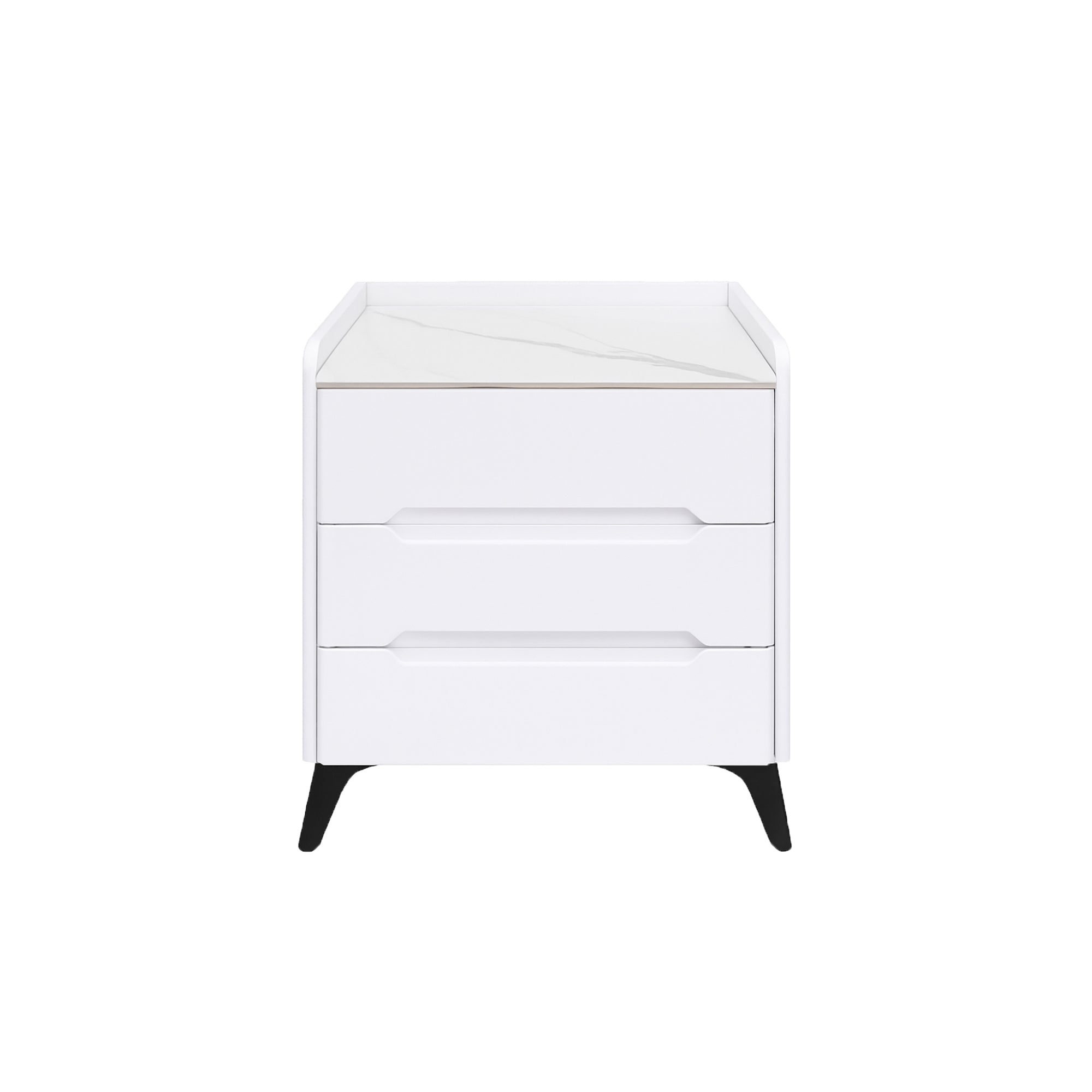 Marble Top 3 Drawer Nightstand White