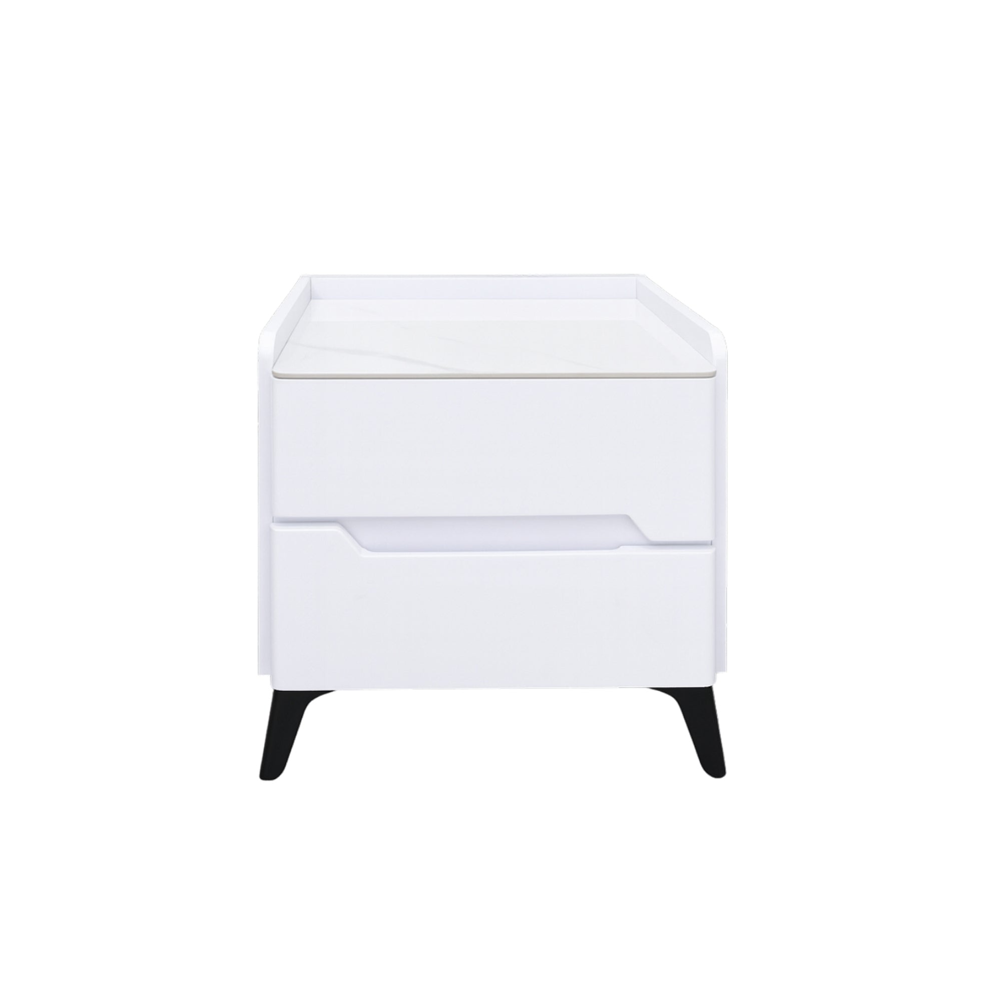 Marble Top 2 Drawer Nightstand White