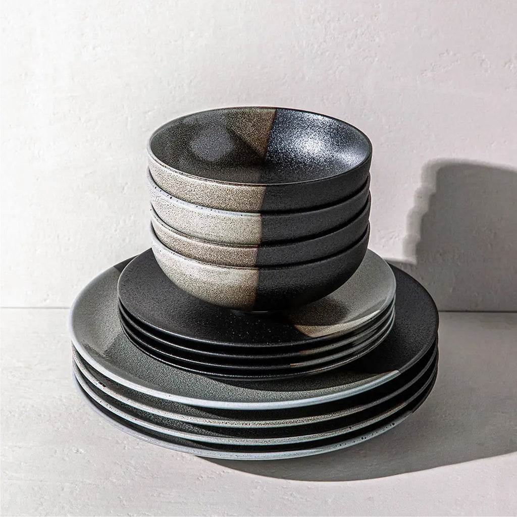 Maxwell & Williams 12 Piece Umi Coupe Dinner Set Black
