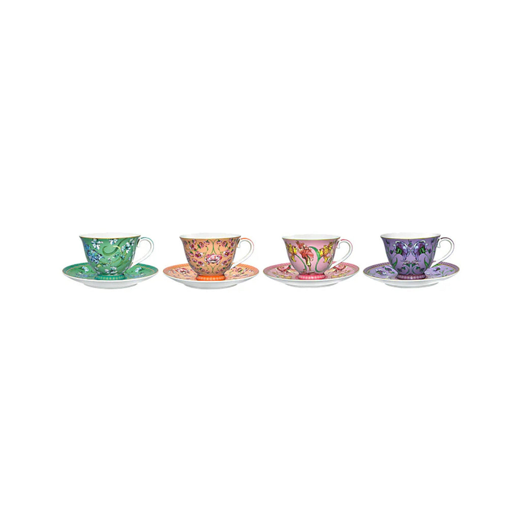 Maxwell and Williams 4 Piece 230ml Mystique Tall Cup & Saucer Set Multicoloured