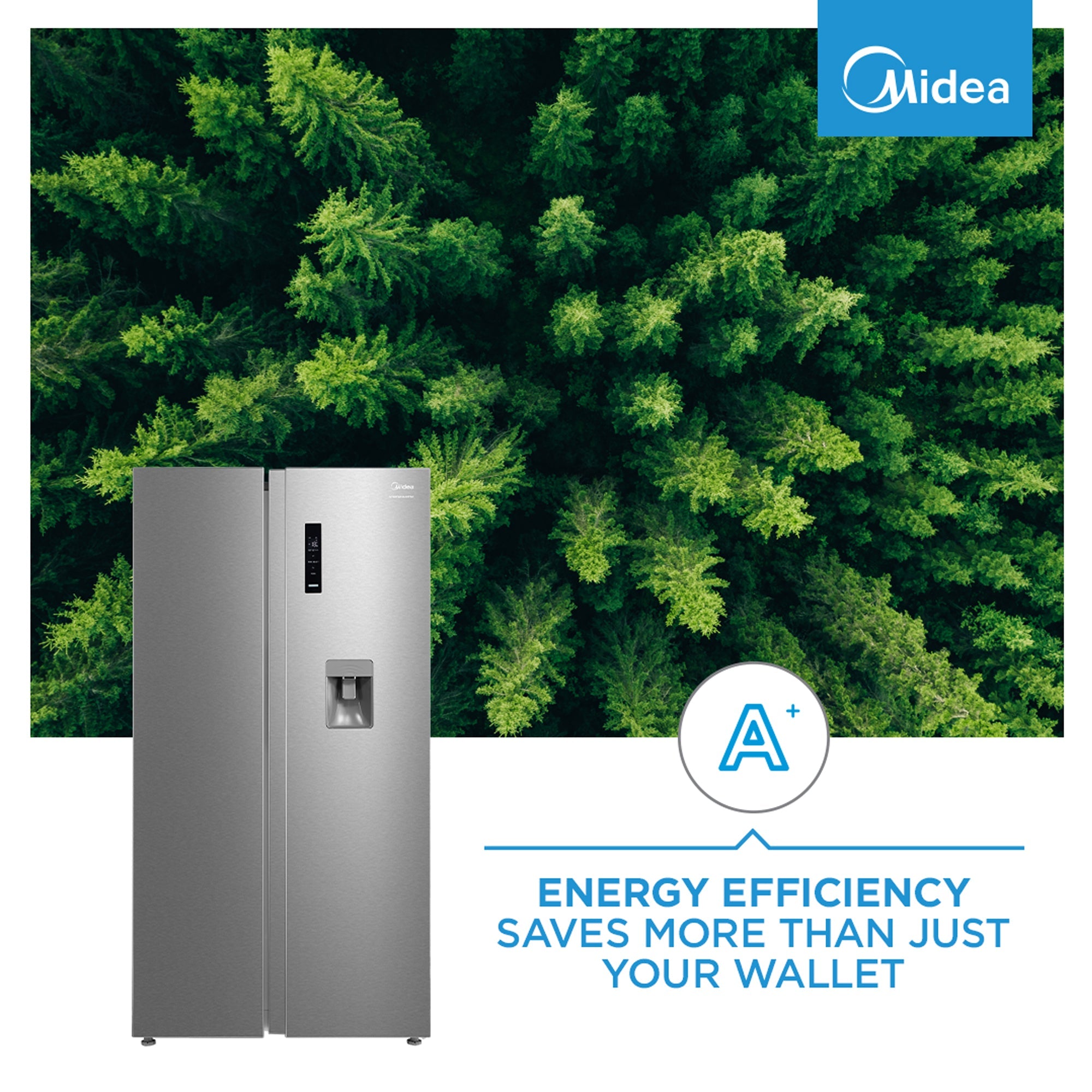 Midea 513L Side by Side Refrigerator Stainless Steel