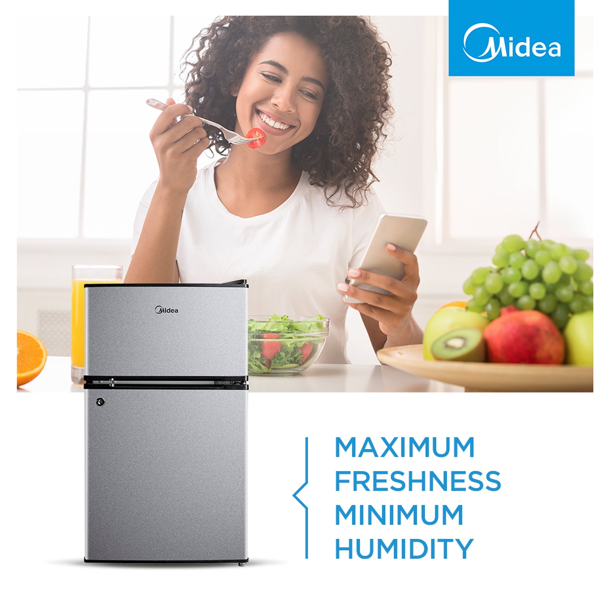 Midea 87Lt Double Door Bar Fridge Silver