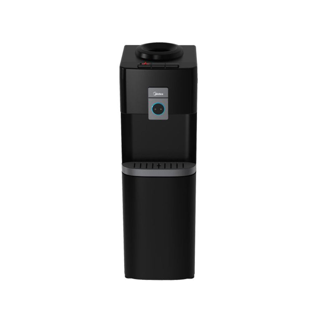 Midea Top Loading Water Dispenser with Integrated Bottom Refrigerator Cabinet Black