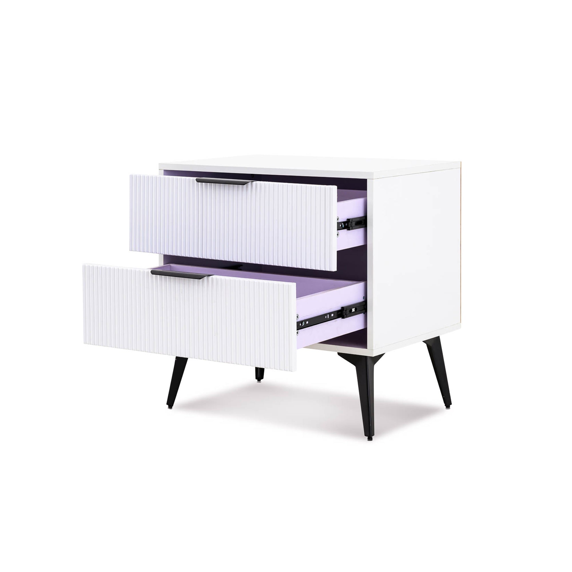 Modern 2 Drawer Nightstand White