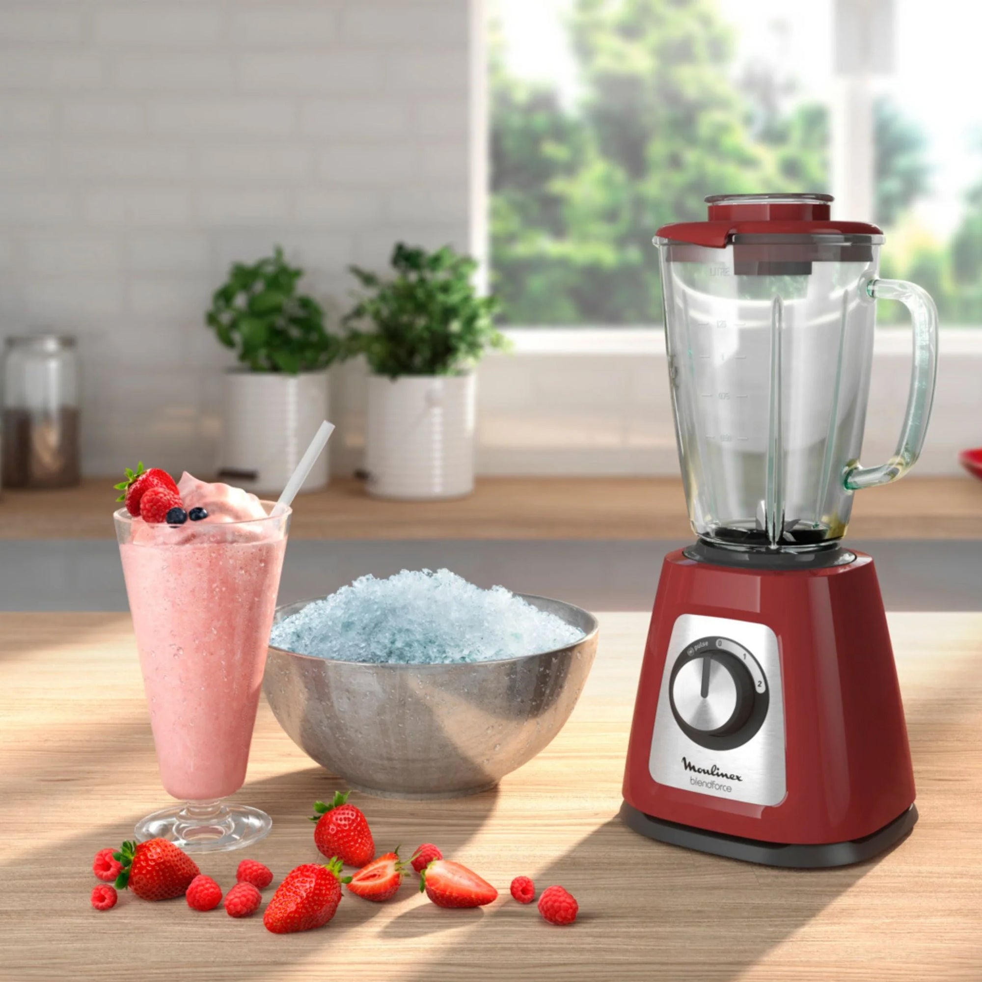 Moulinex Blendforce 2 800W Glass Jug Blender Red