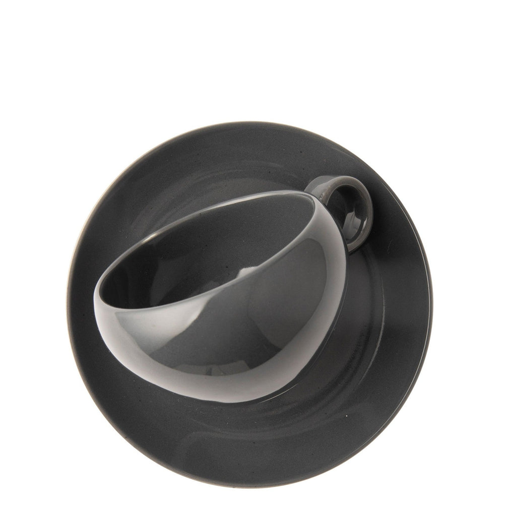 Omada Irregular Cup & Saucer - Dark Grey