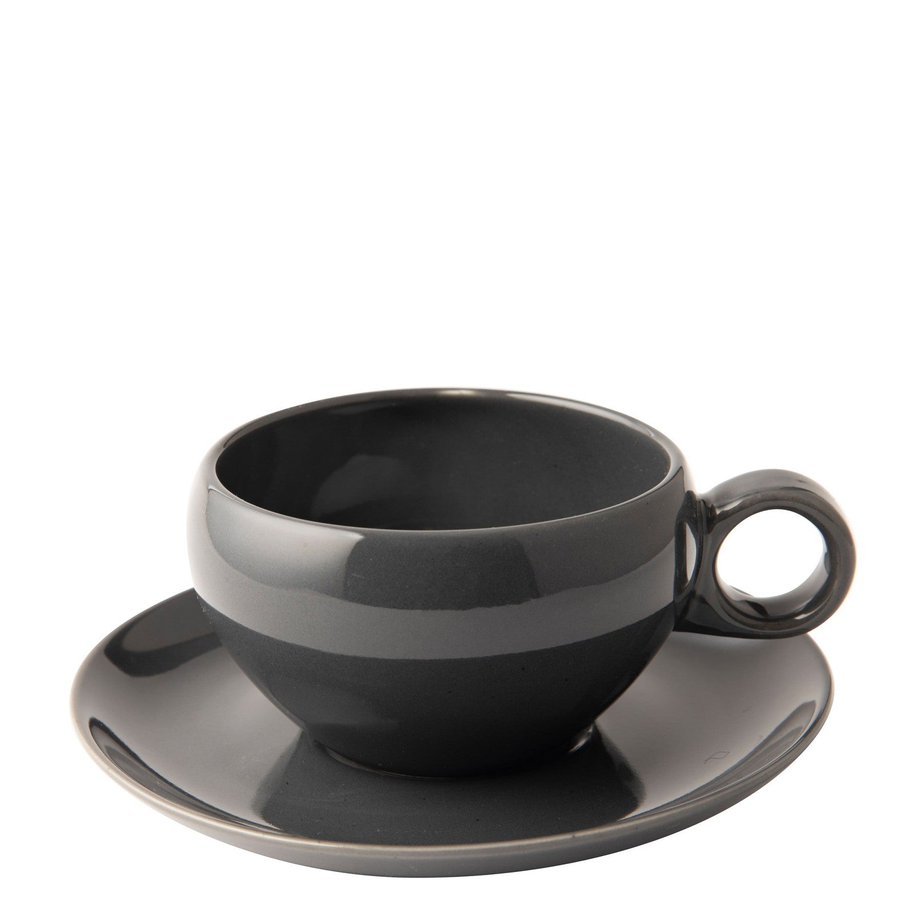 Omada Irregular Cup & Saucer - Dark Grey