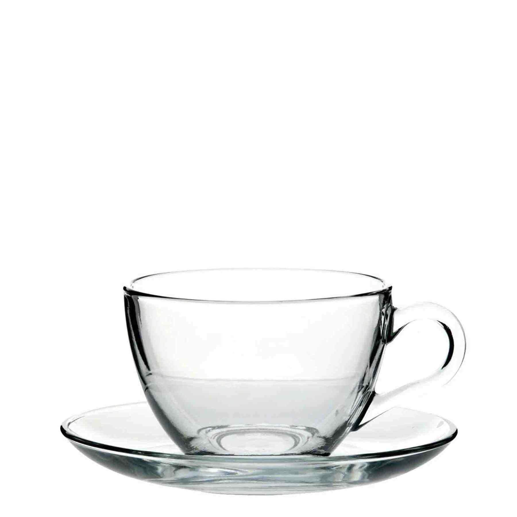 Pasabahce Basic 12 Piece Cup & Saucer Set - Clear