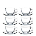 Pasabahce Basic 12 Piece Cup & Saucer Set - Clear