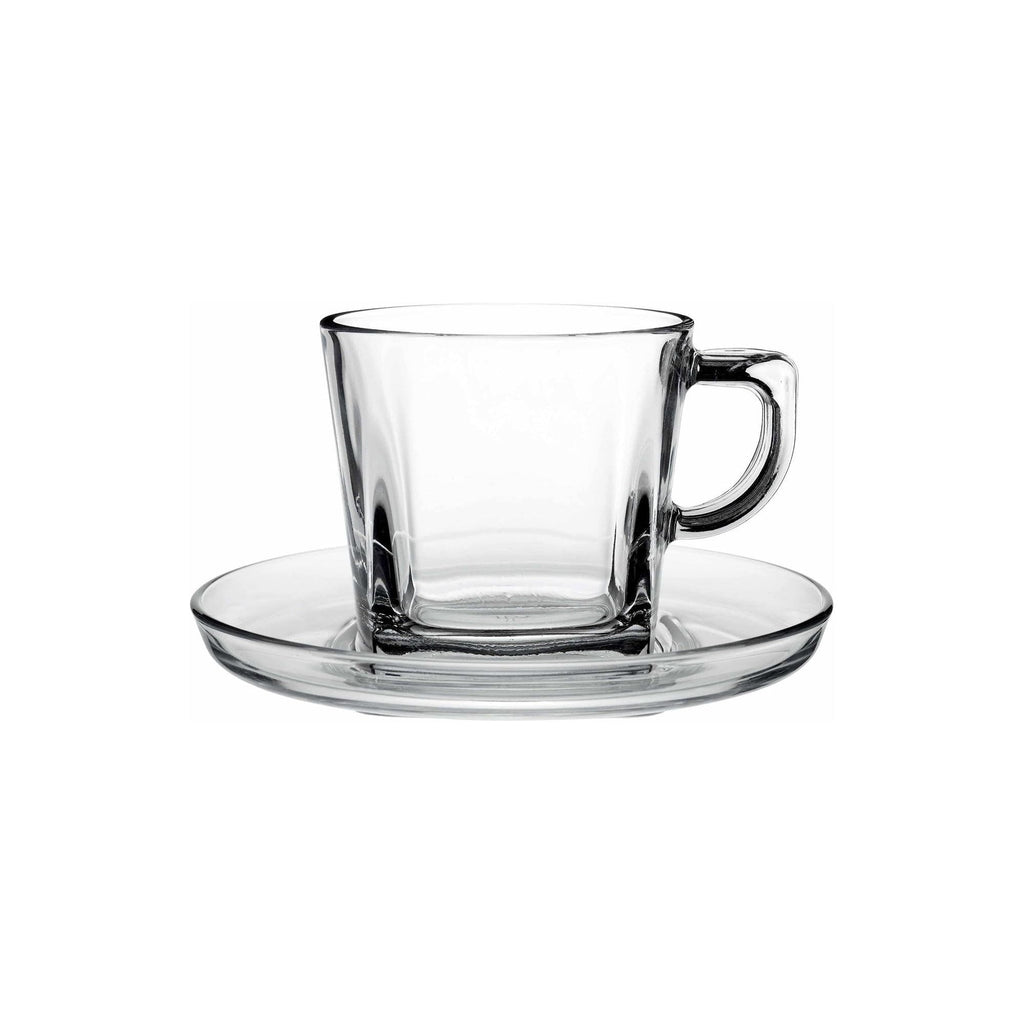 Pasabahce 6 Piece Carre Teacup & Saucer Set Clear