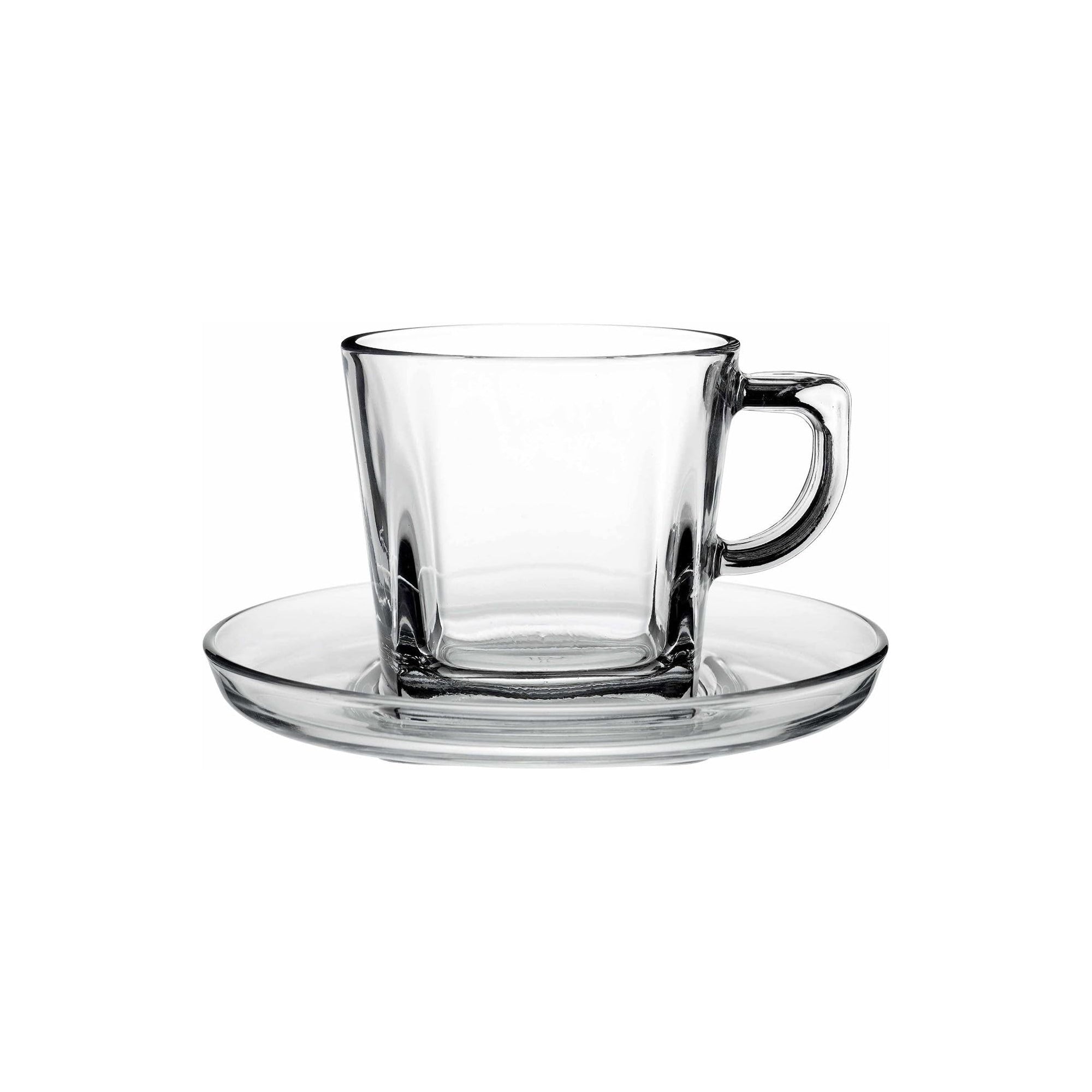 Pasabahce 6 Piece Carre Teacup & Saucer Set Clear