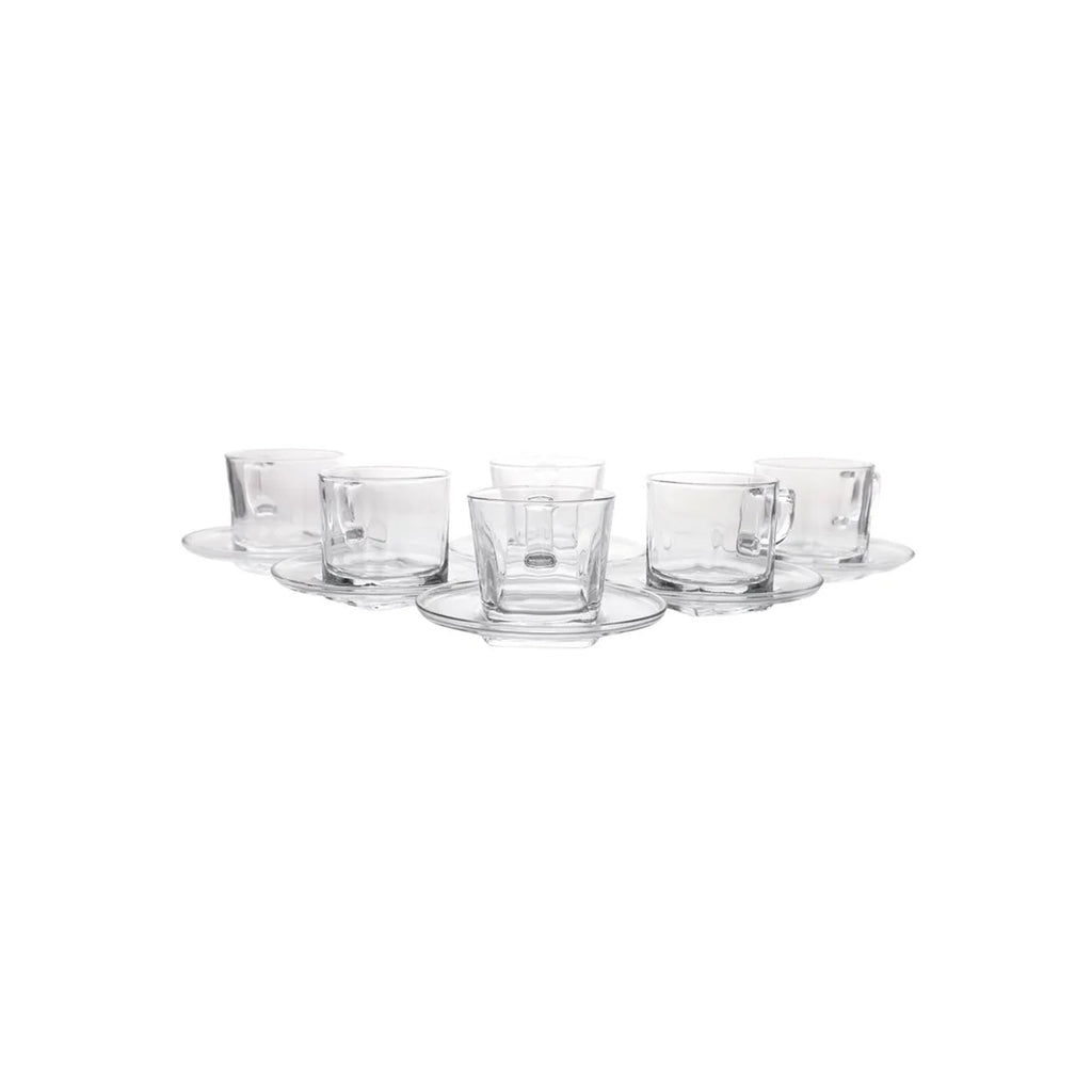 Pasabahce 6 Piece Carre Teacup & Saucer Set Clear