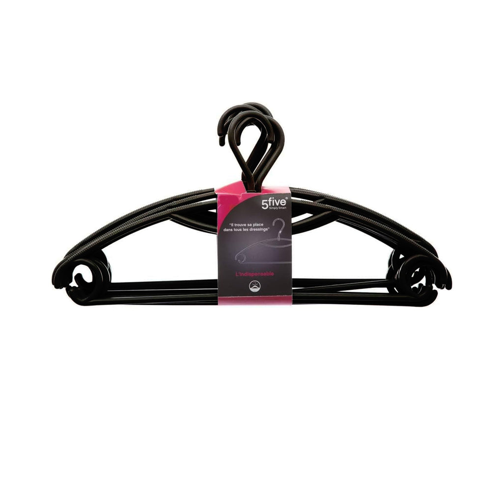 Five 8 Piece Rotating Plastic Hanger Set Black