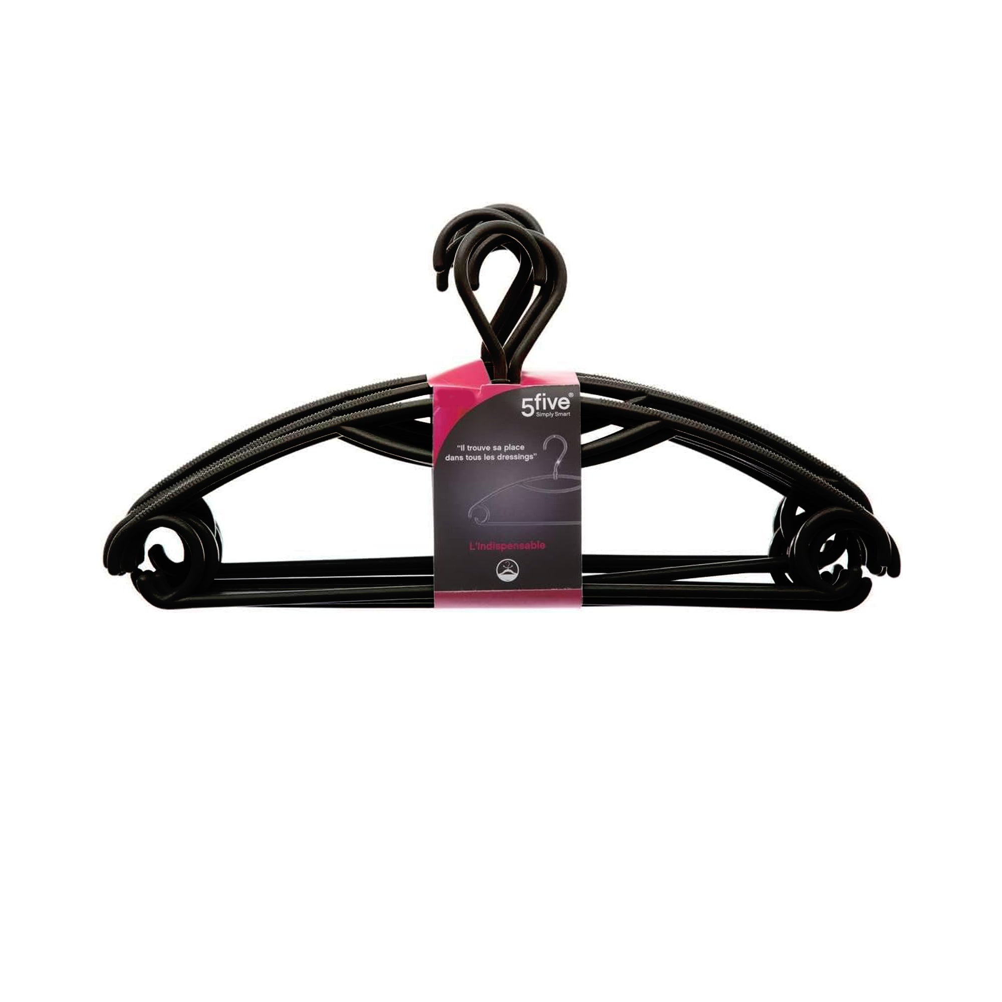 Five 8 Piece Rotating Plastic Hanger Set Black