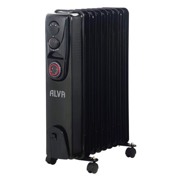 ALVA 9 Fins 2000W Oil Filled Heater Timer Function Glossy Black AOH202-9