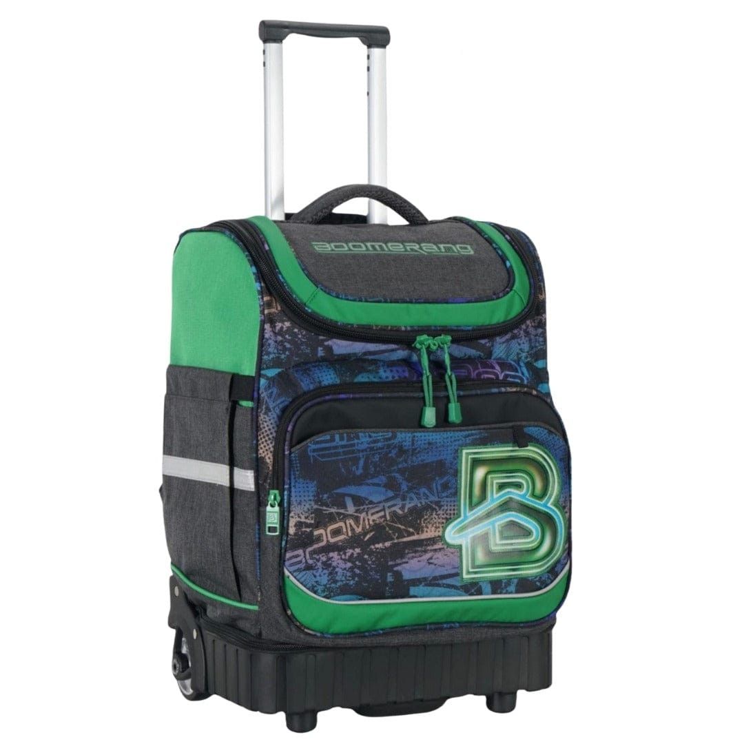 Boomerang School Bag Hardbase Trolley Green/Grey S-537-B4