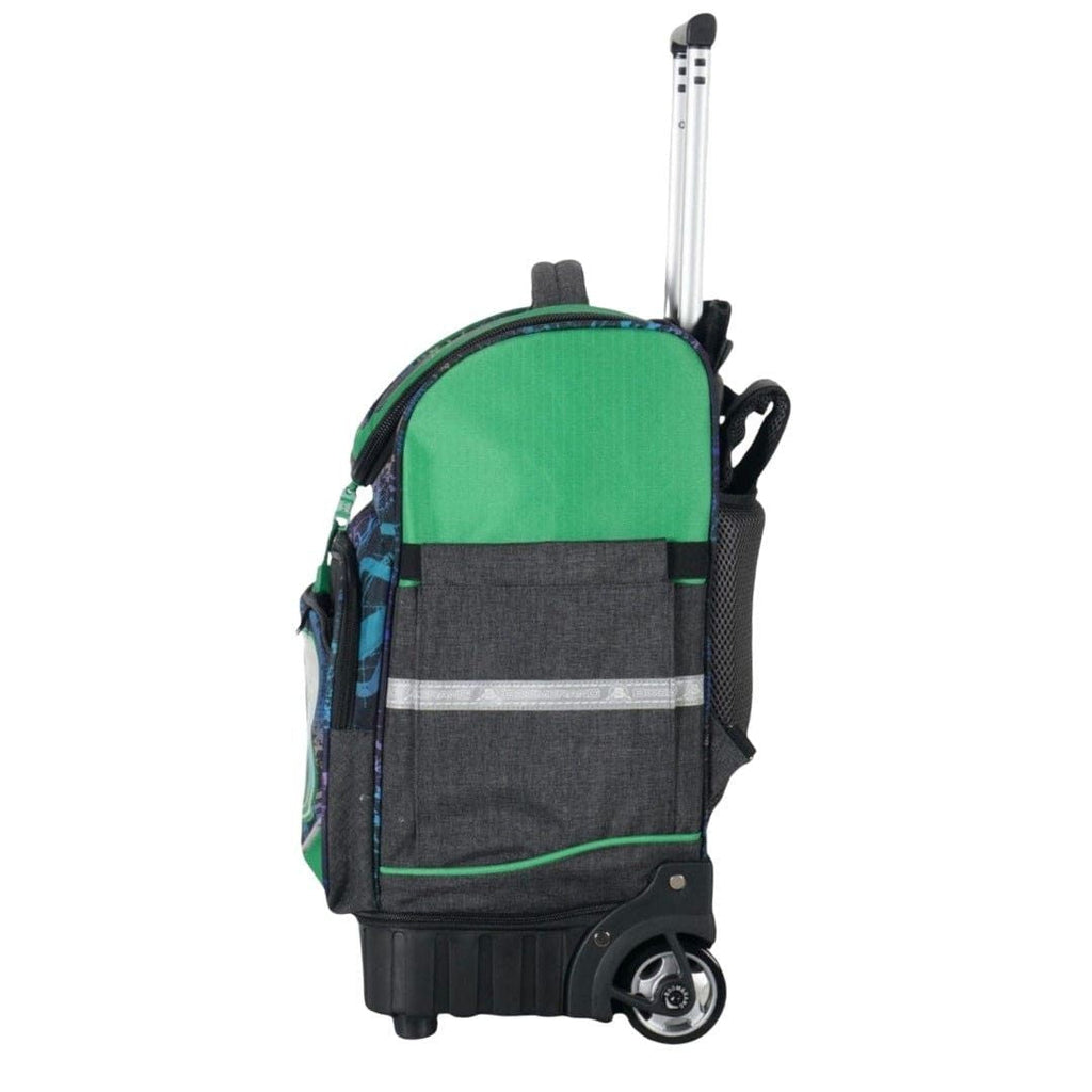 Boomerang School Bag Hardbase Trolley Green/Grey S-537-B4