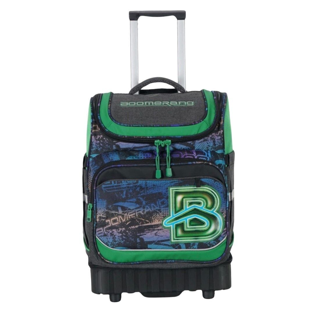 Boomerang School Bag Hardbase Trolley Green/Grey S-537-B4