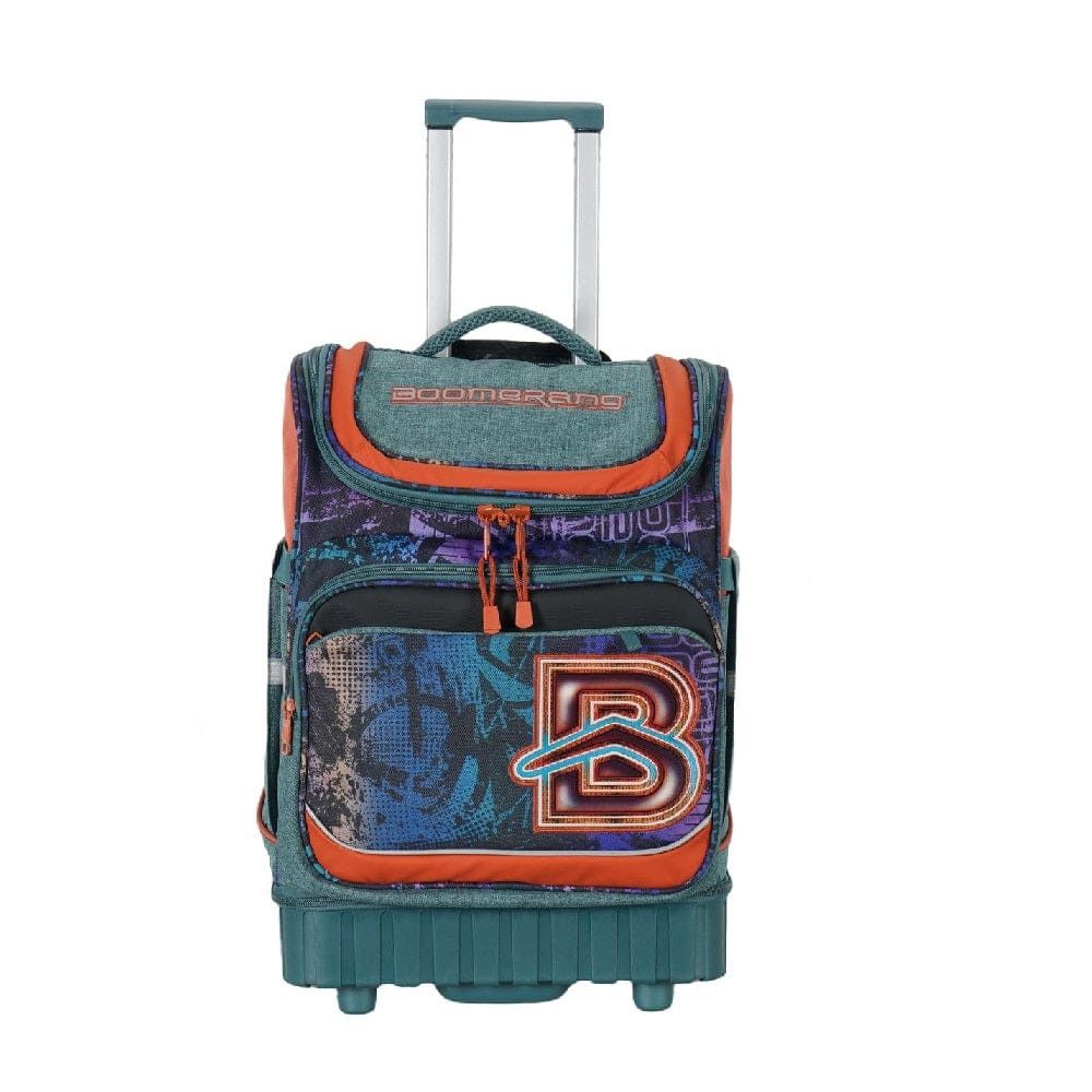 Boomerang School Bag Hardbase Trolley Bag Green/Orange S-537-B5