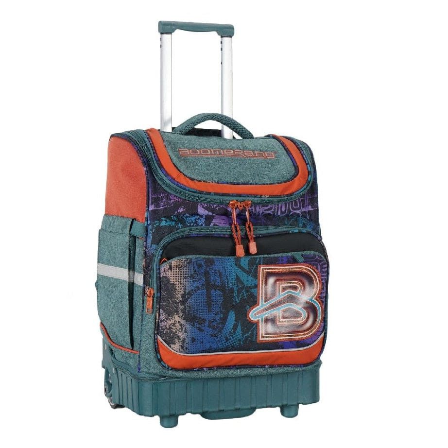 Boomerang School Bag Hardbase Trolley Bag Green/Orange S-537-B5