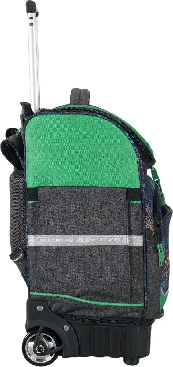 Boomerang School Bag Hardbase Trolley Green/Grey S-537-B4