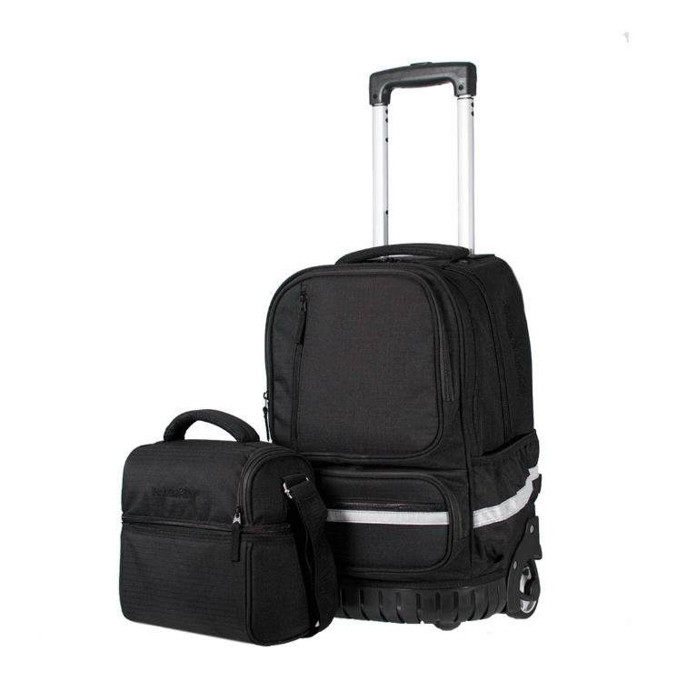 Boomerang Large 2 Piece Trolley Schoolbag Black S-2110