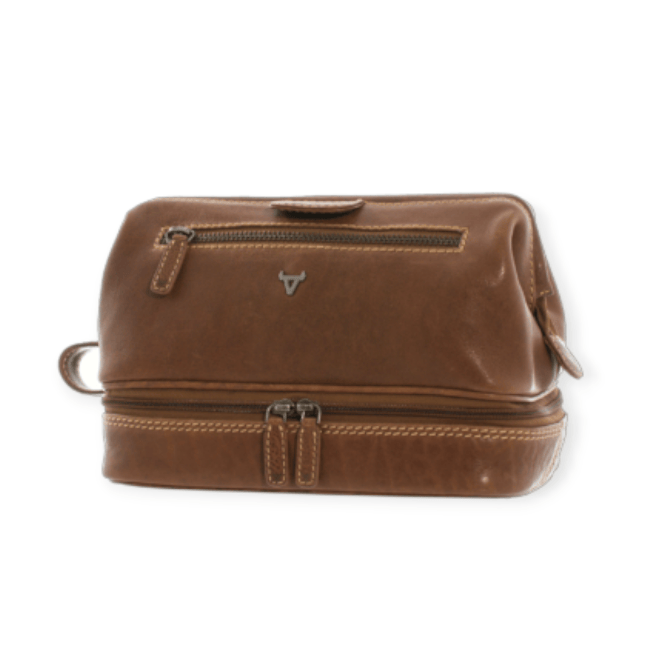 Brando Vintage Leather Wash Bag Tan 9290