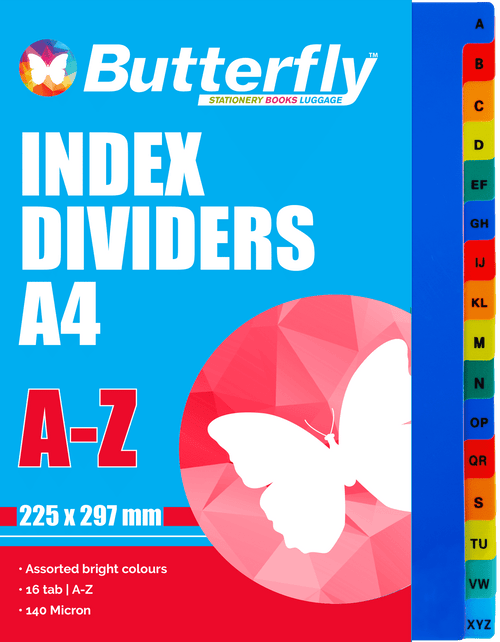 Butterfly File Dividers 140 Micron Pp - A-Z 16 Dividers