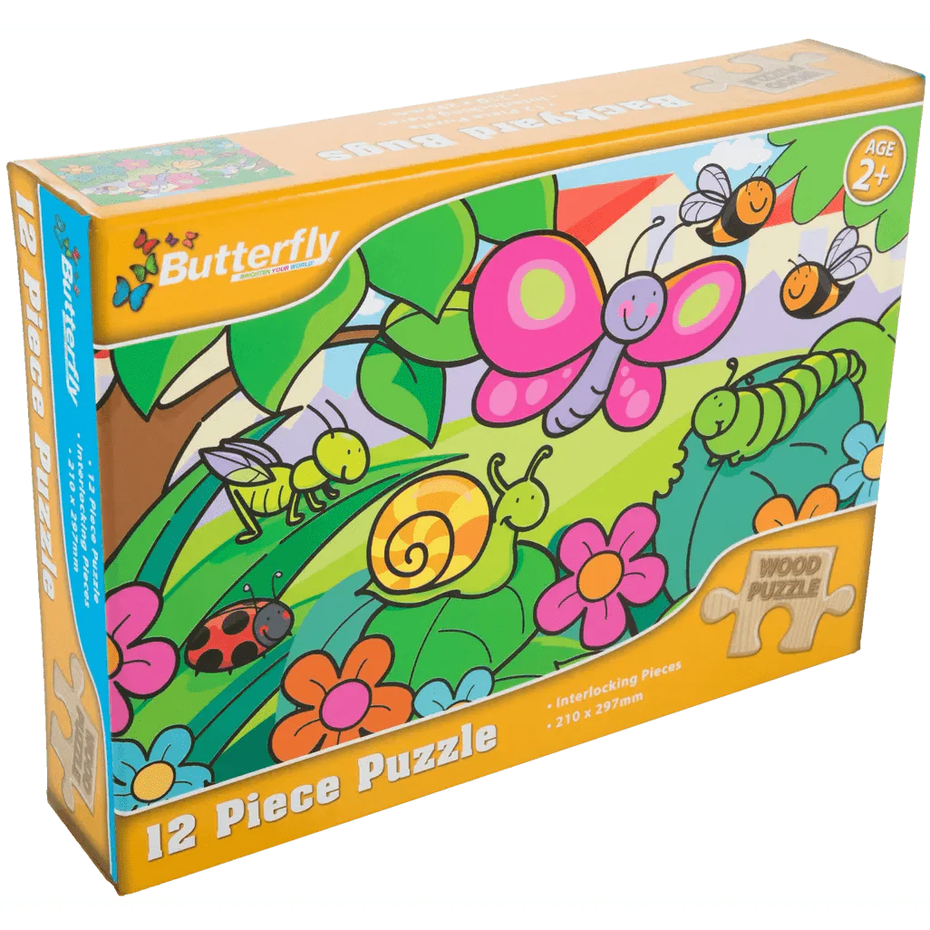 Butterfly A4 Wooden Puzzle 12 Piece 4 Designs