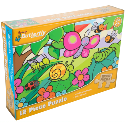 Butterfly A4 Wooden Puzzle 12 Piece 4 Designs