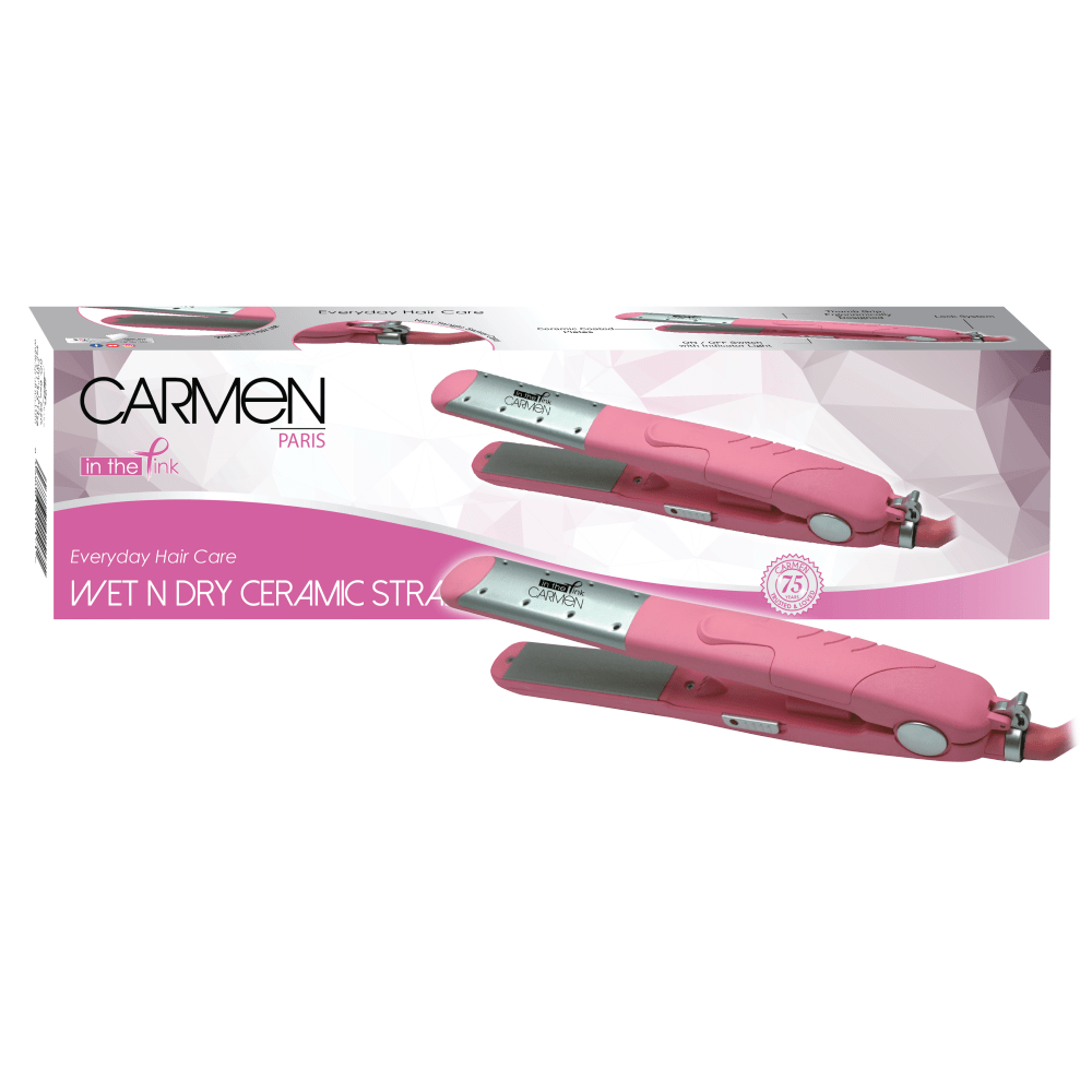 Carmen Wet 'n Dry Ceramic Straightener Pink SEL-1238