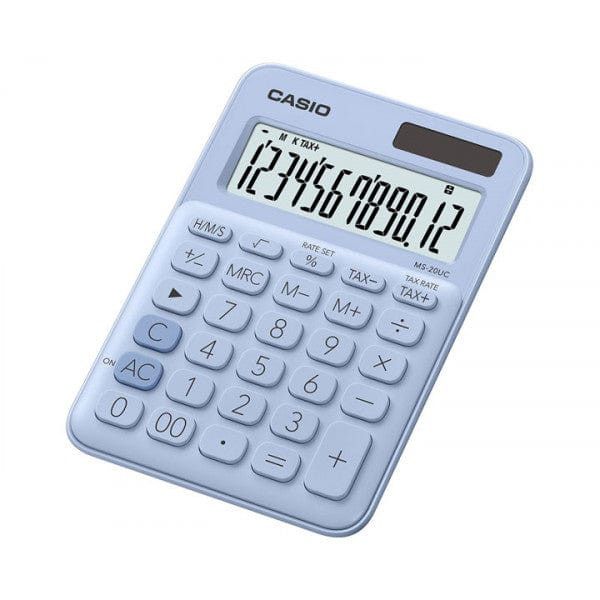 Casio 12-Digit Mini Desk Calculator Light Blue MS-20UC-LT