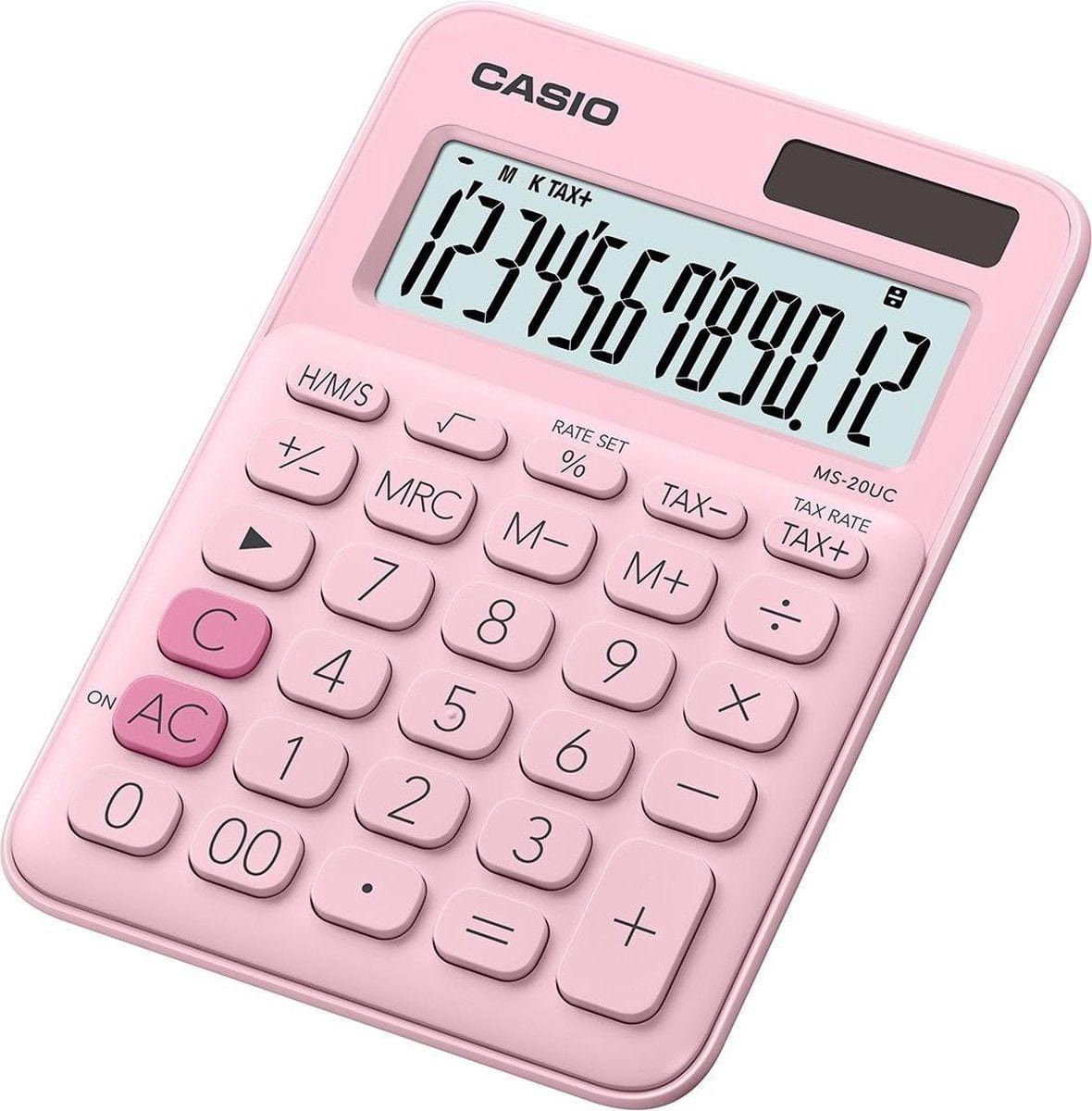 Casio 12-Digit Mini Desk Calculator Pink MS-20UC-PK