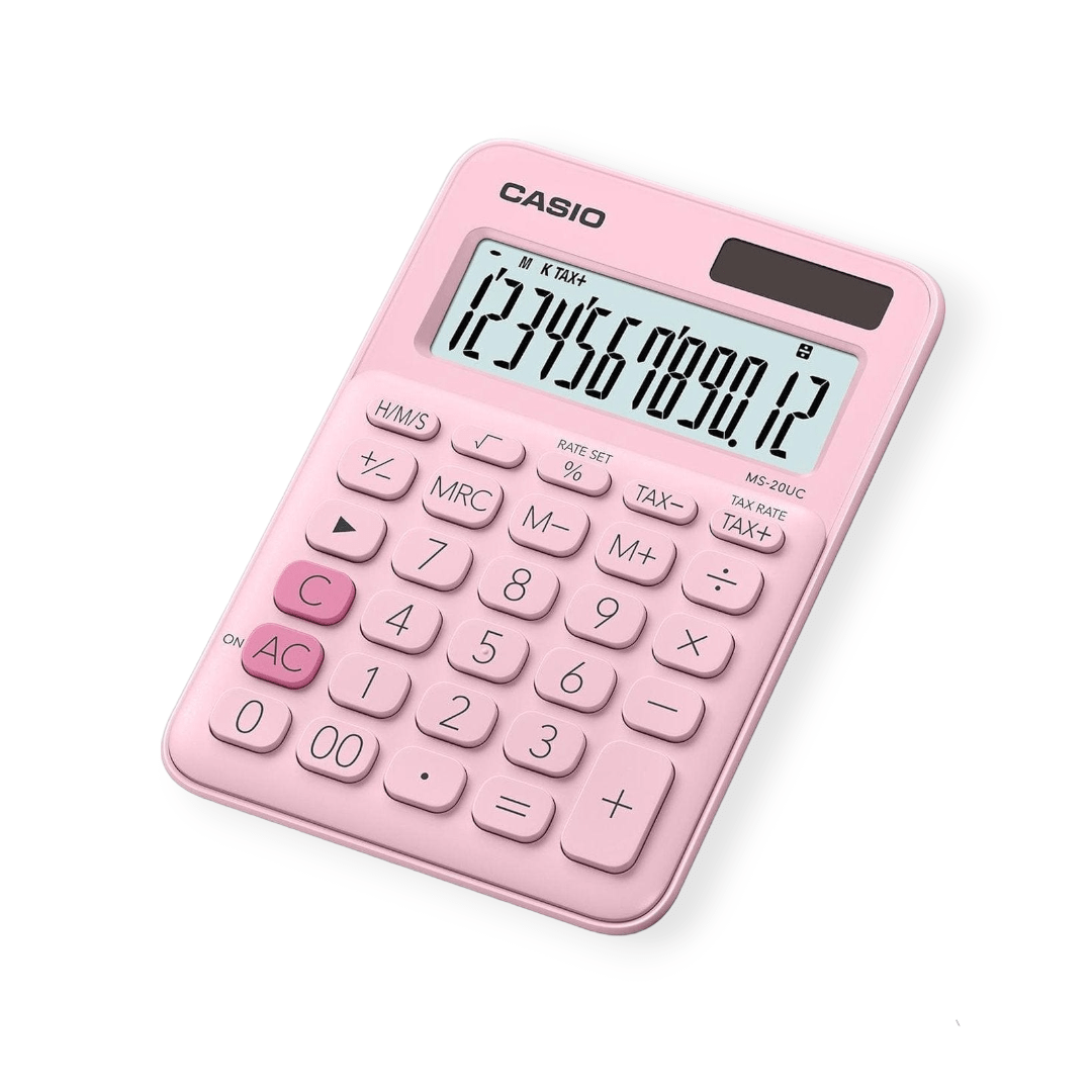 Casio 12-Digit Mini Desk Calculator Pink MS-20UC-PK
