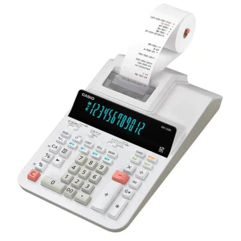 Casio Calculation Machine Print Display 12 Digits 220v White DR-120R-WE