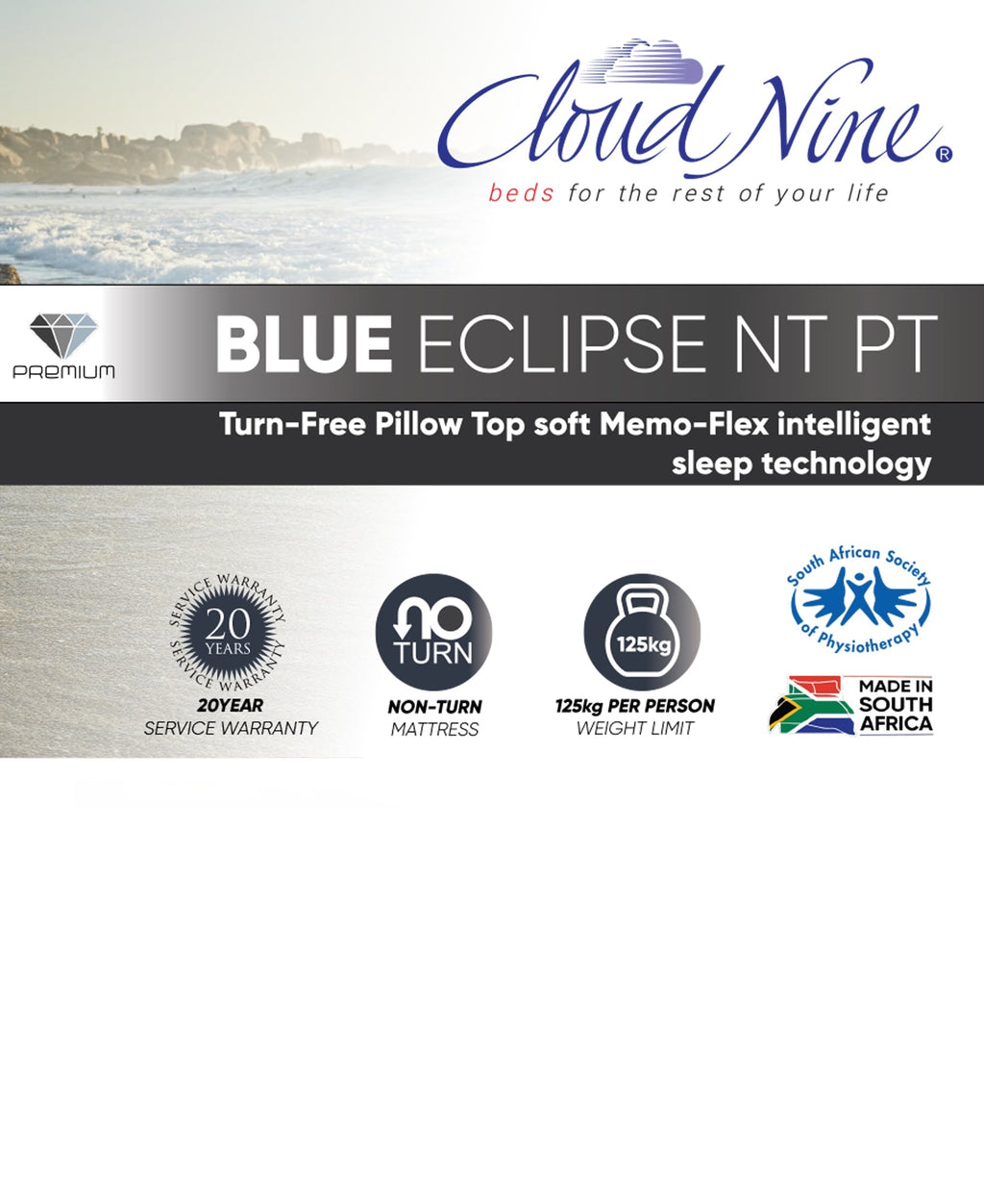 Cloud Nine Blue Eclipse NT PT Bed King