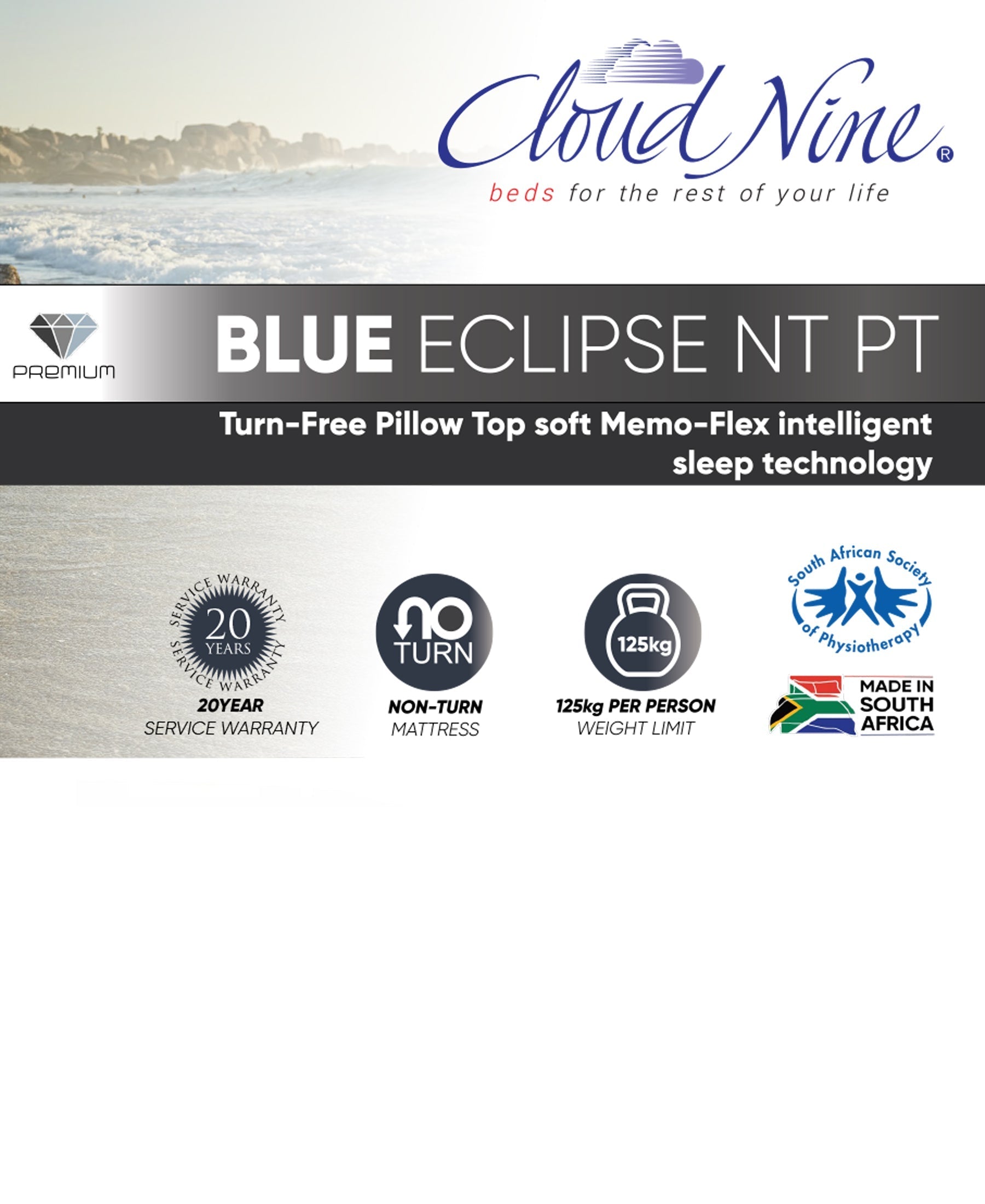 Cloud Nine Blue Eclipse NT PT Bed King