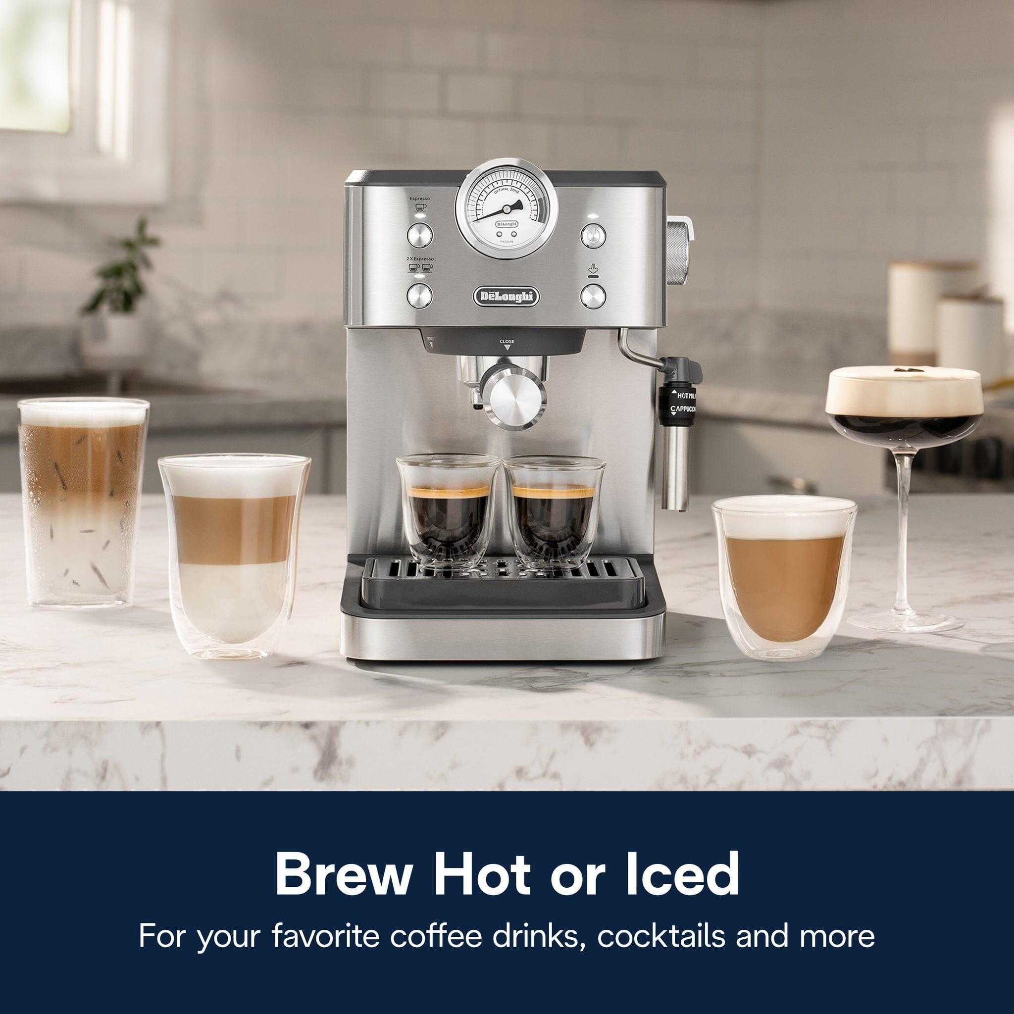 Delonghi Linea Classic Manual Pump Espresso Coffee Machine EM450.M