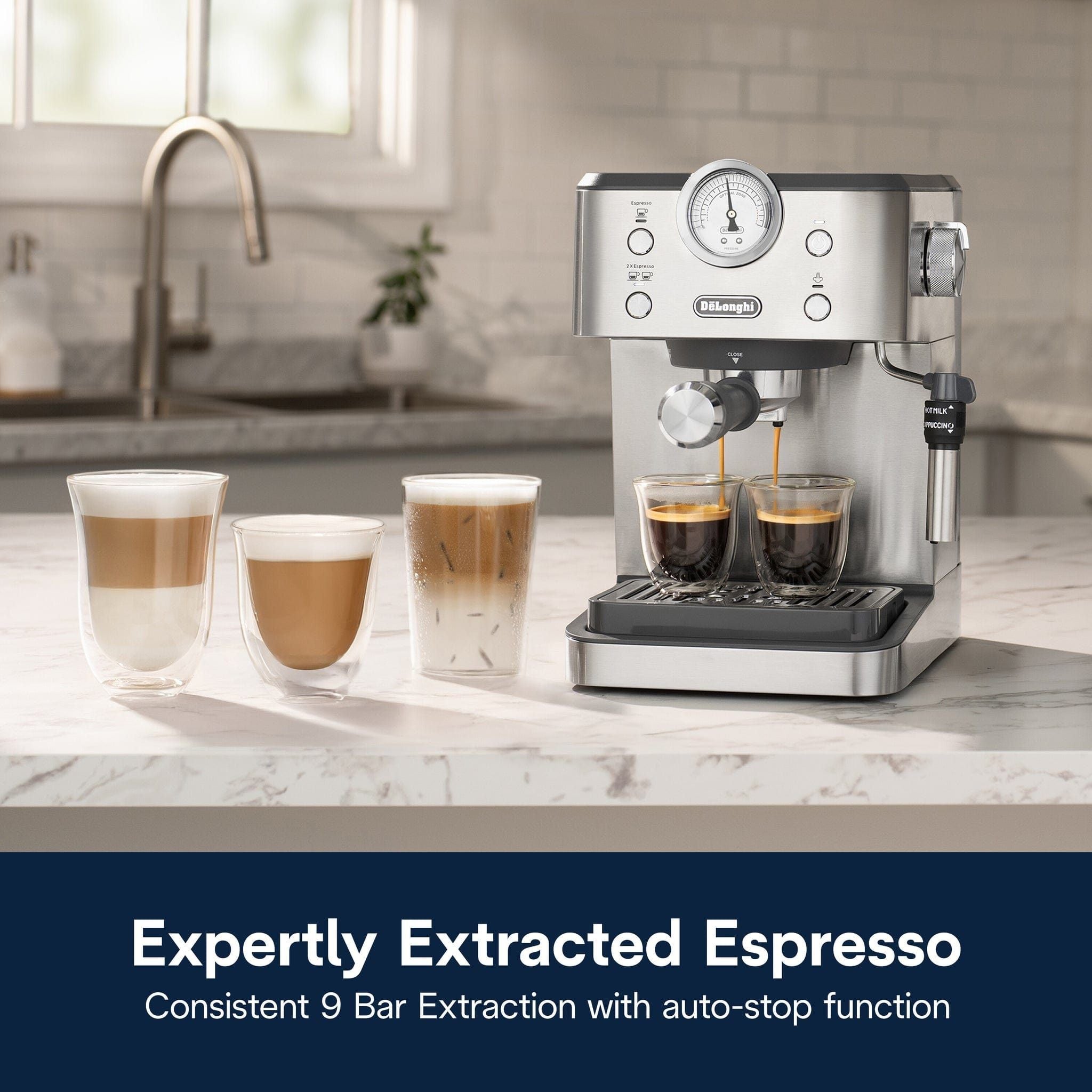 Delonghi Linea Classic Manual Pump Espresso Coffee Machine EM450.M