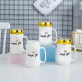 Kitchen Life 350ml Ceramic Mug With Lid White & Gold