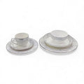 36 Piece New Bone Marble Design Dinner Set White