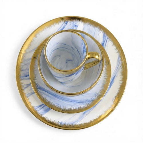 16 Piece Marble Design Dinner Set Multicoloured