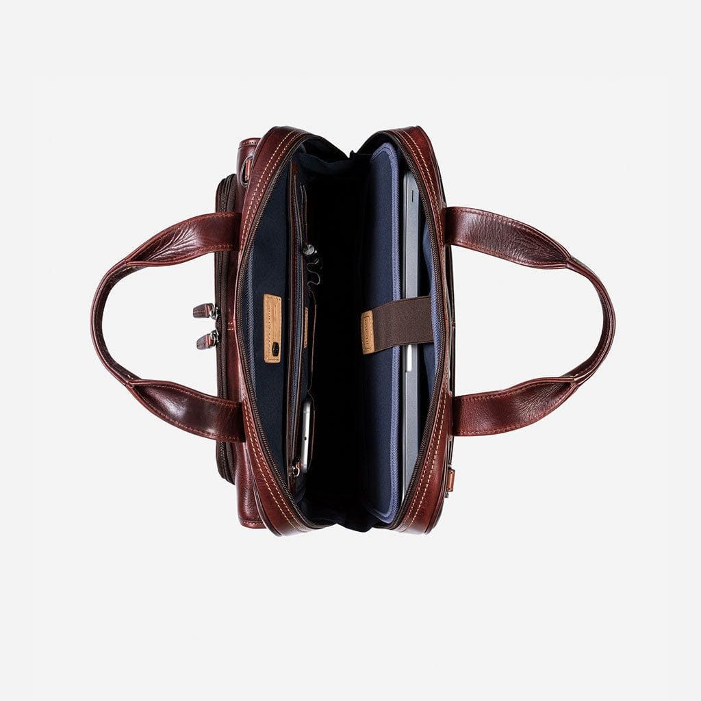 Jekyll & Hide Large Multi Compartment Briefcase Tobacco