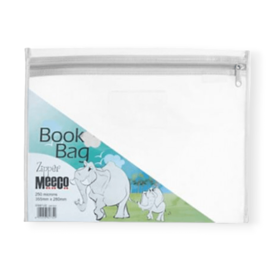 Meeco A4 Book Bag Clear Pvc With Zip White