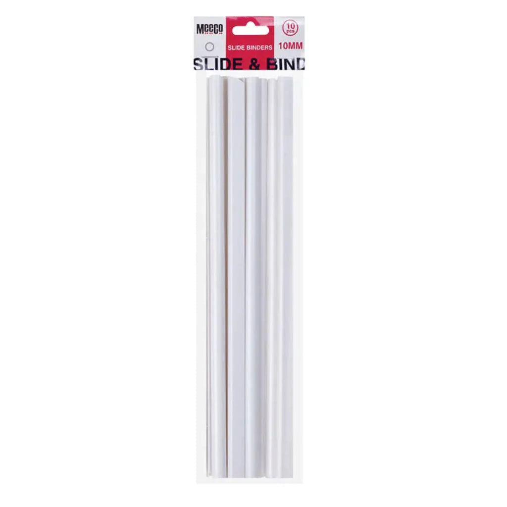 Meeco Slide Binder 10mm White 10 Pack