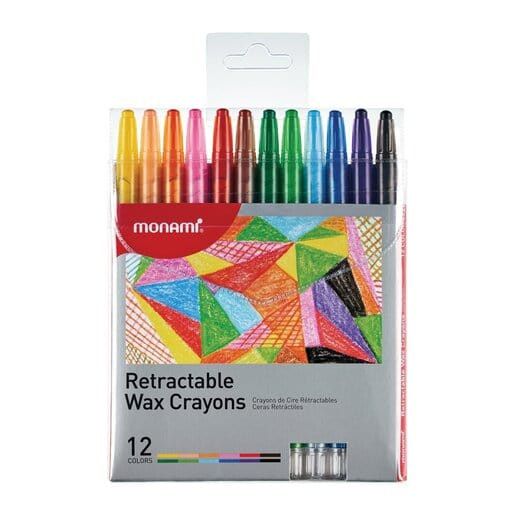 Monami Crayons 12 Colors Retractable