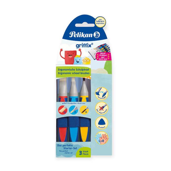 Pelikan Griffix School Brush Set With Brush Band 3-piece Set 700726